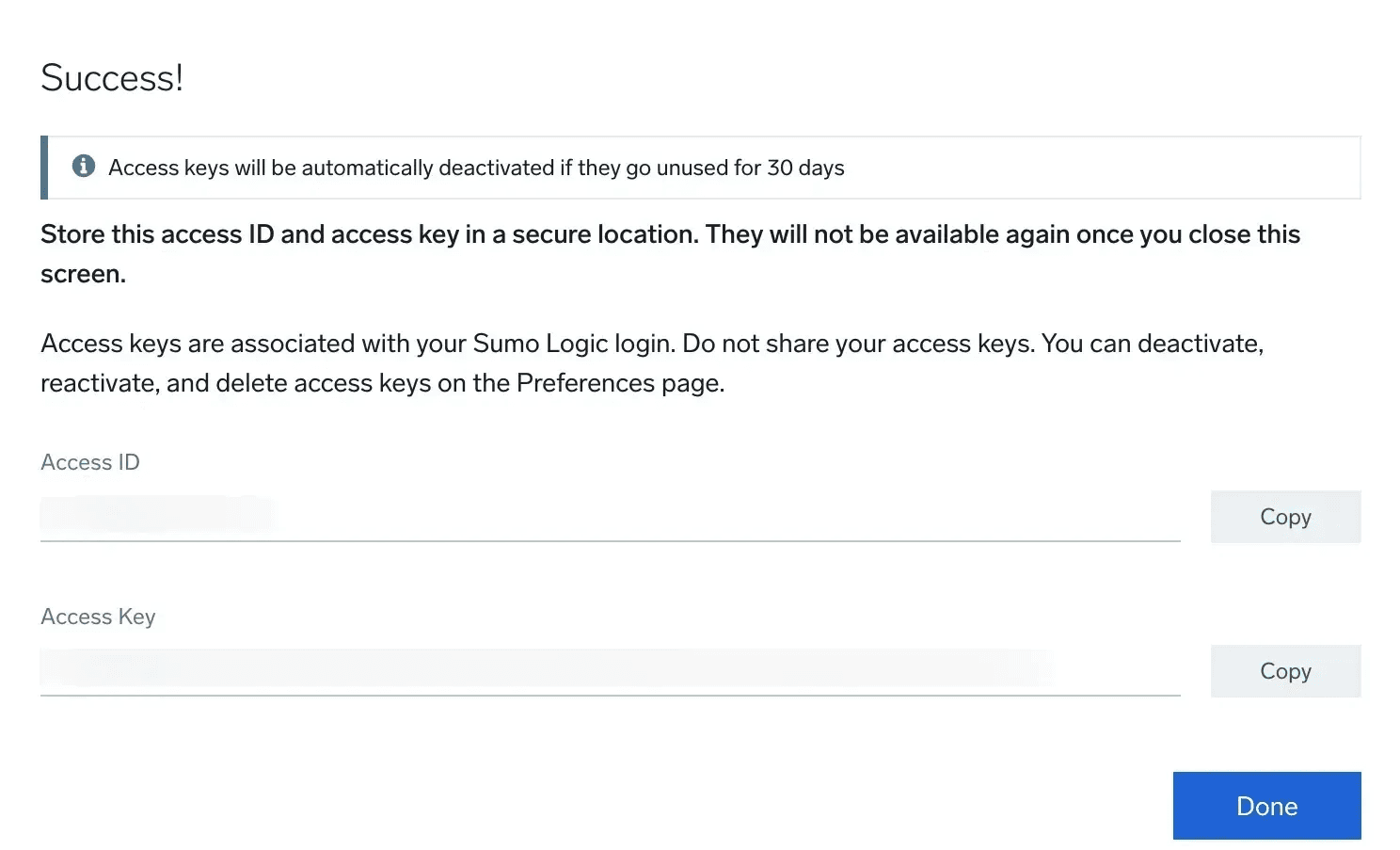 Access key success
