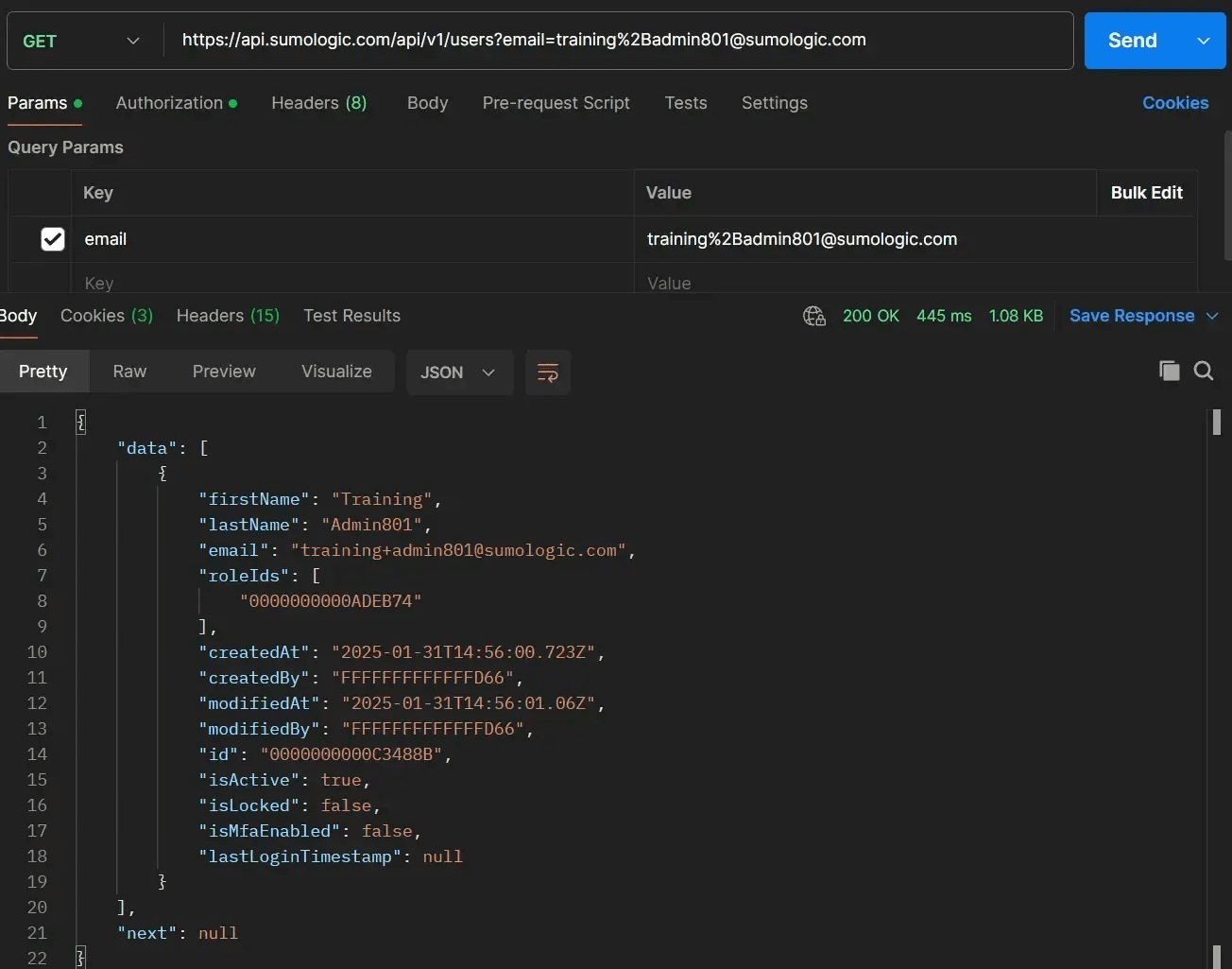 Email in API