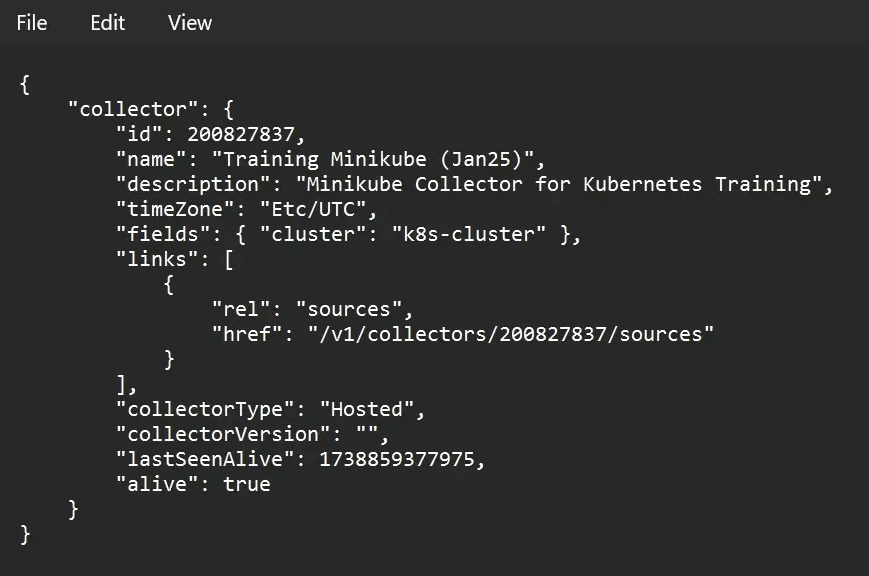JSON for collector