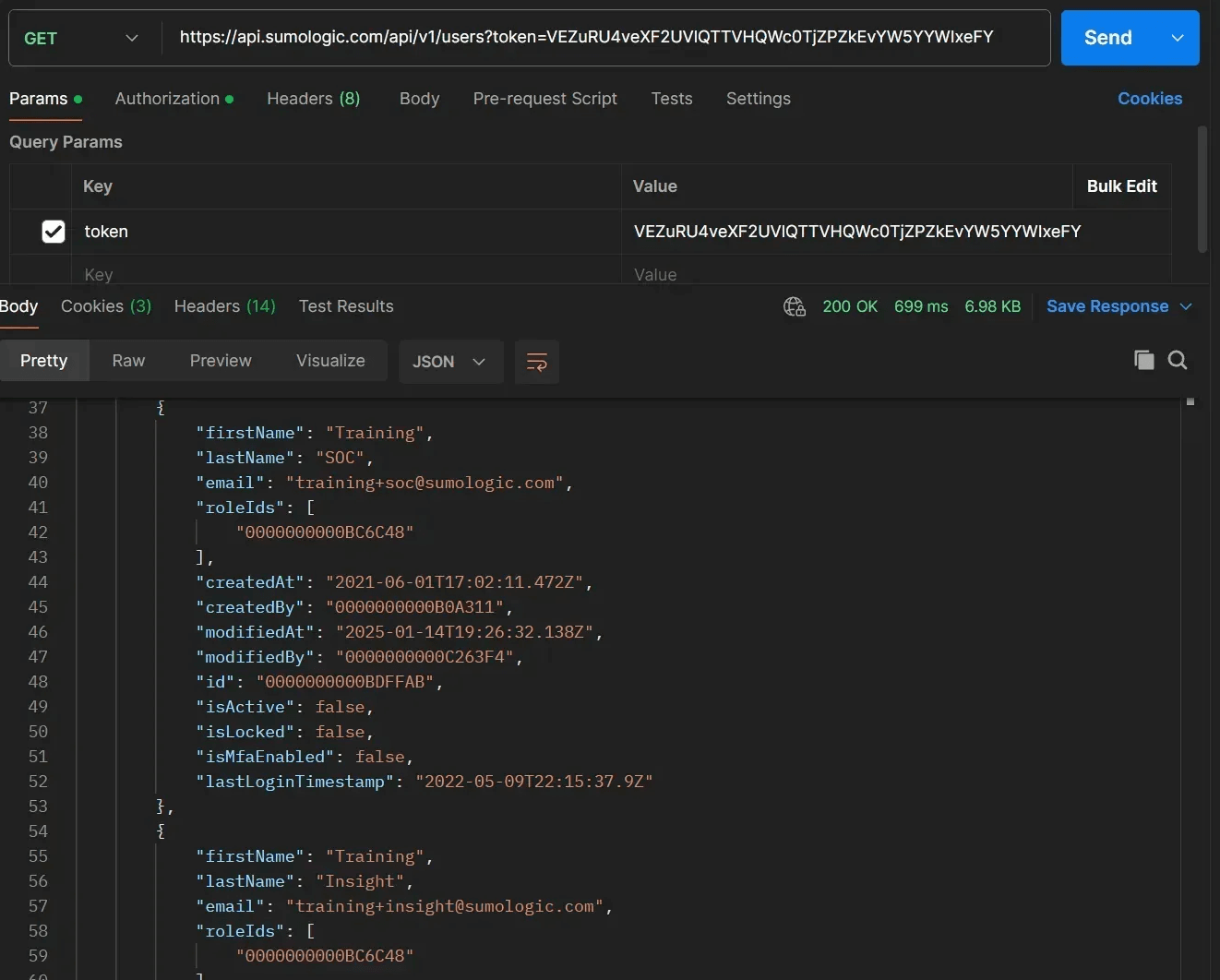 Series of API calls