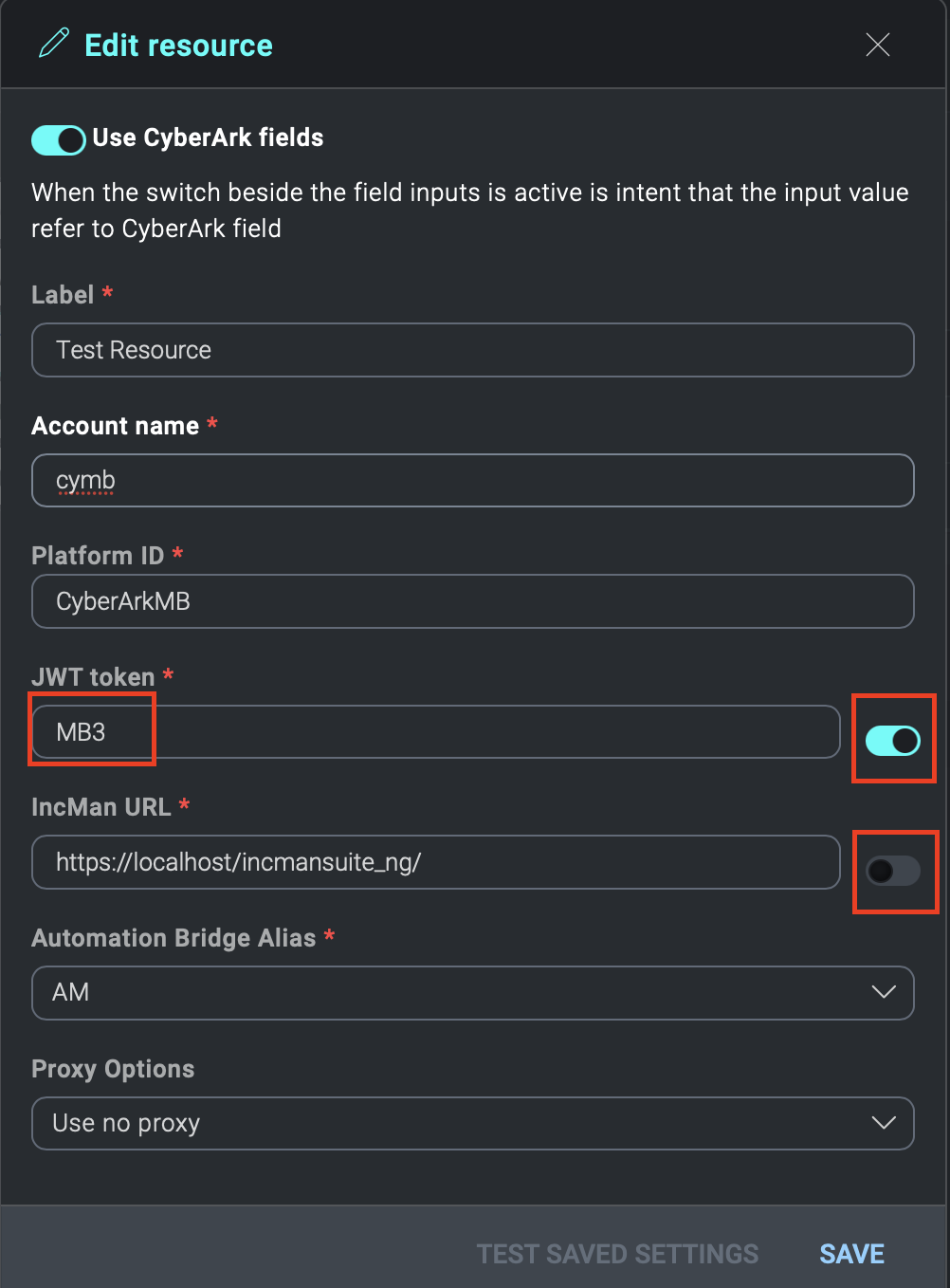 CyberArk fields enabled