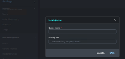 New Queue dialog