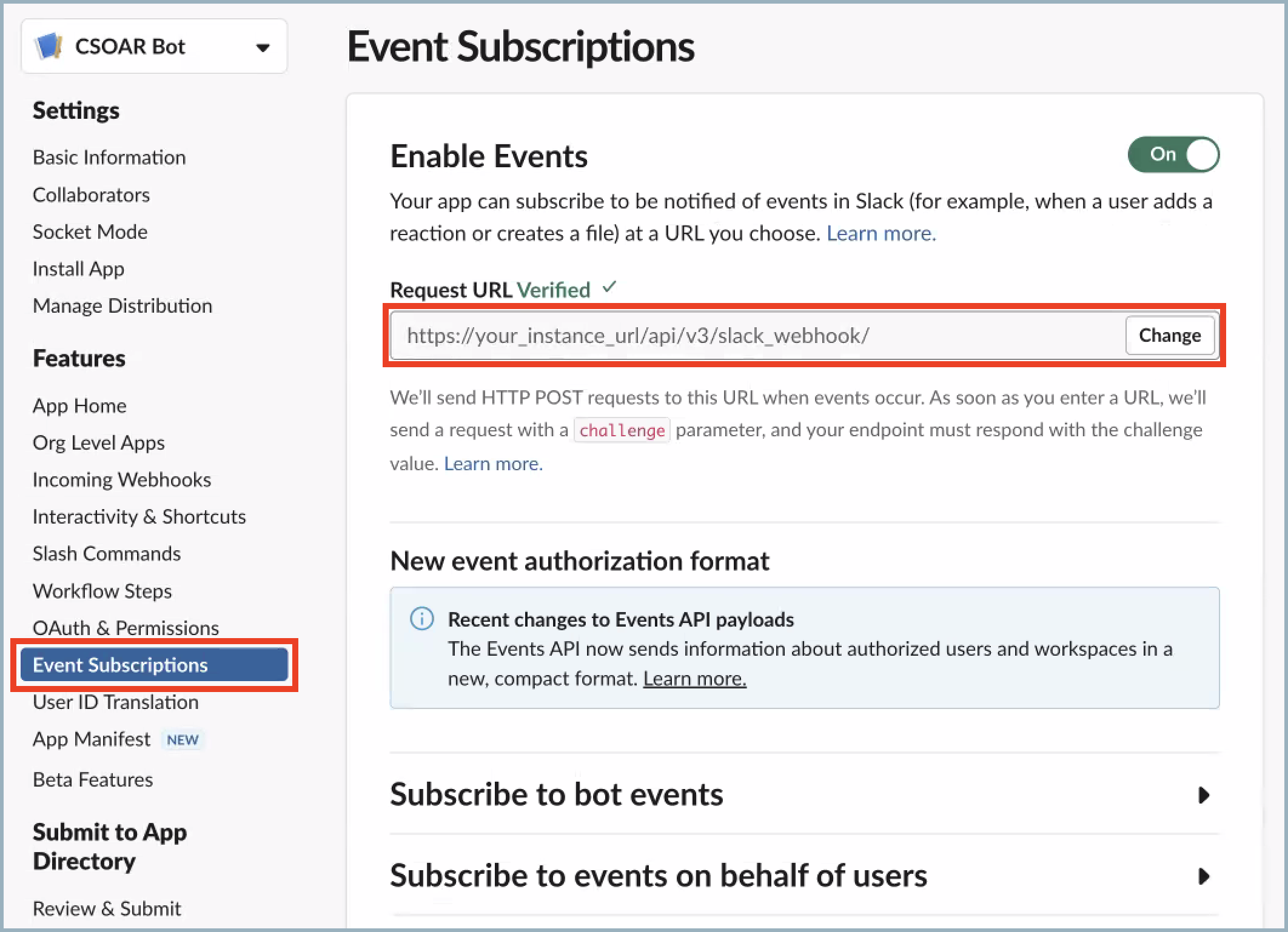 Event subscriptions