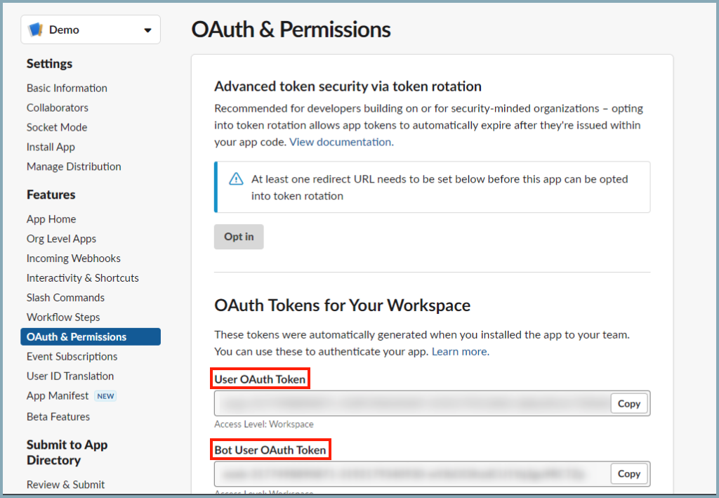 Oauth tokens