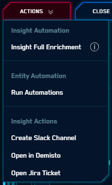 Automations on the Actions menu
