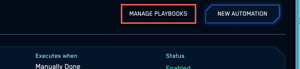 Manage Playbooks menu option