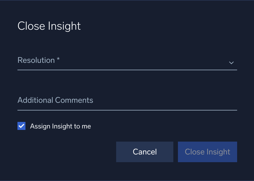 Close Insight dialog