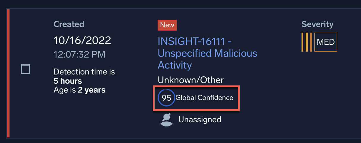 Global confidence score example