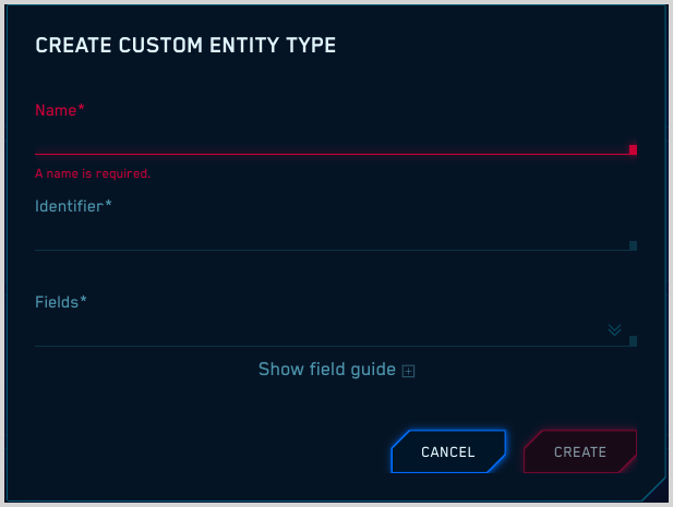 Create custom Entity type