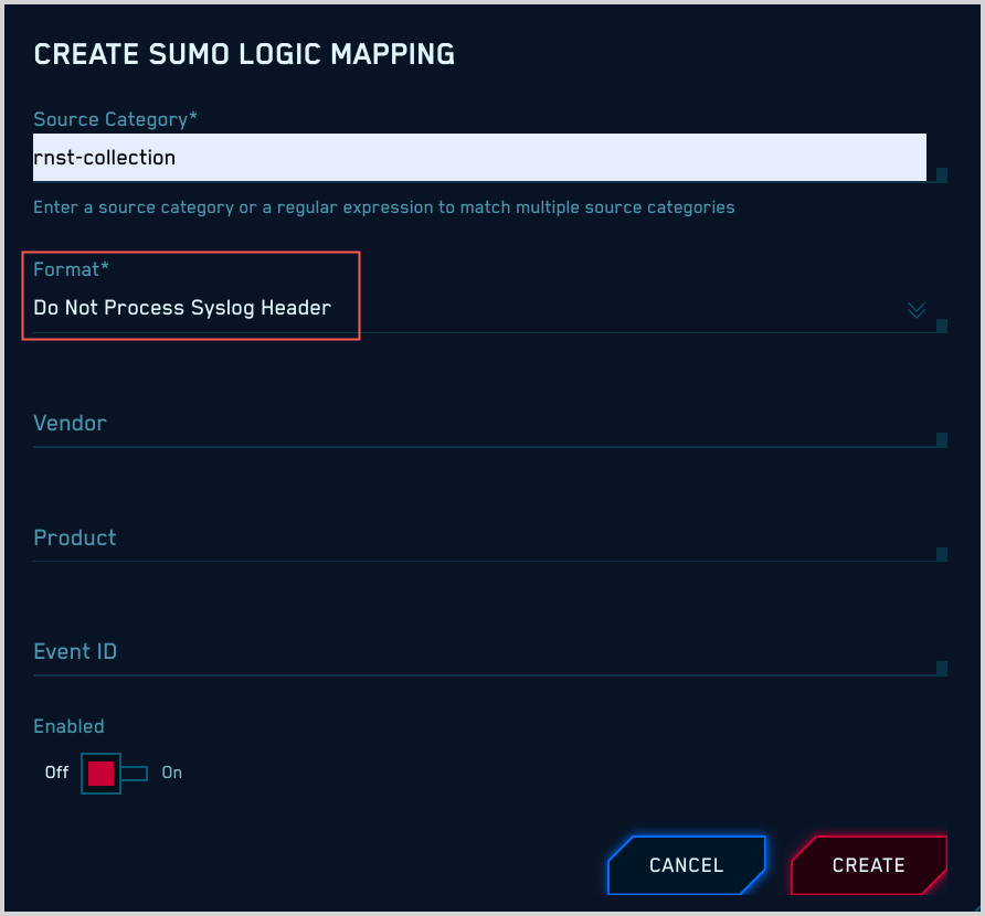 Create mapping without header