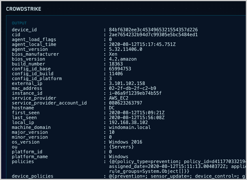 Example CrowdStrike enrichment