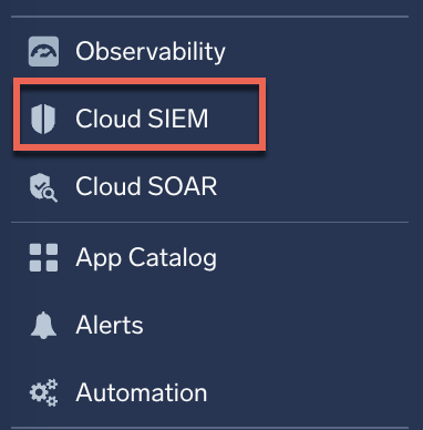 Cloud SIEM menu option