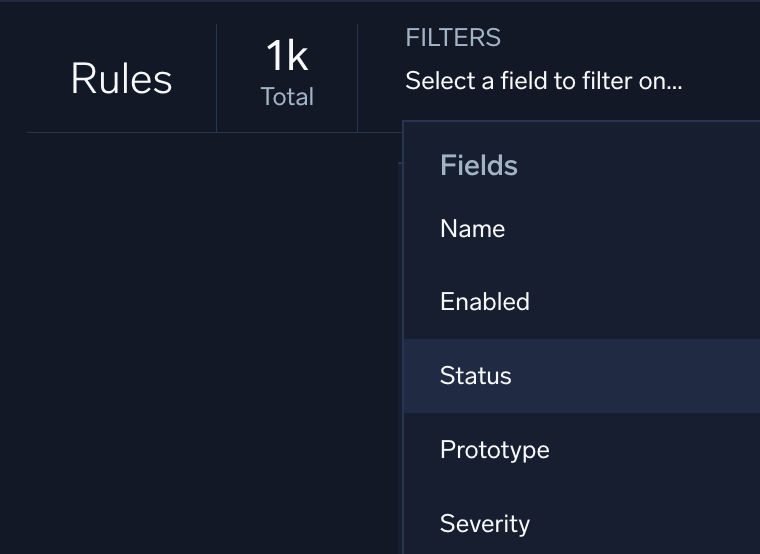 Filter on rule status