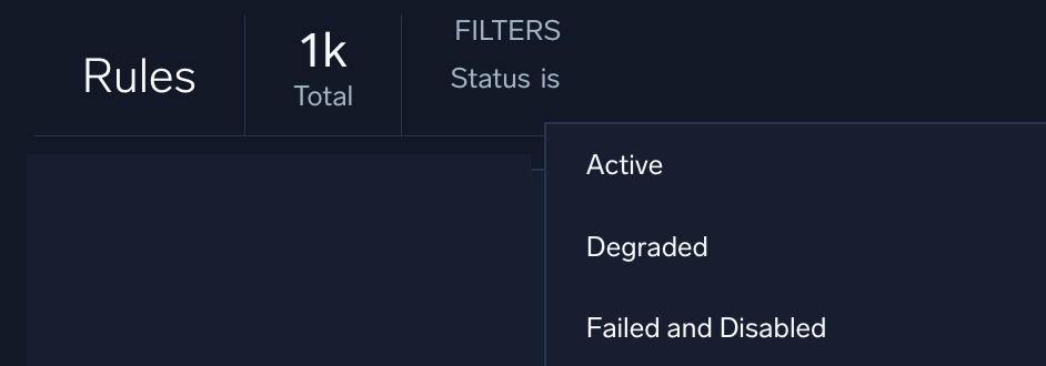 Select status to filter on