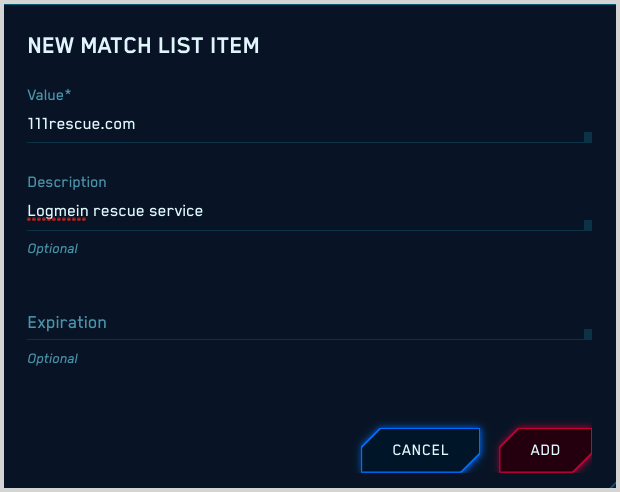 New match list item
