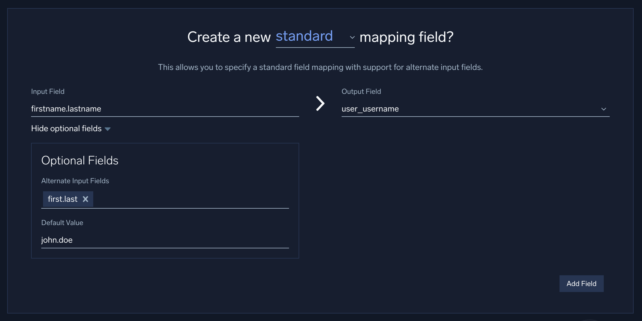 Standard mapping with multiple fields