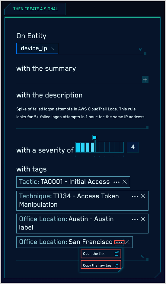 Tag actions