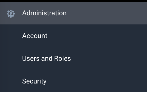 Administration menu options