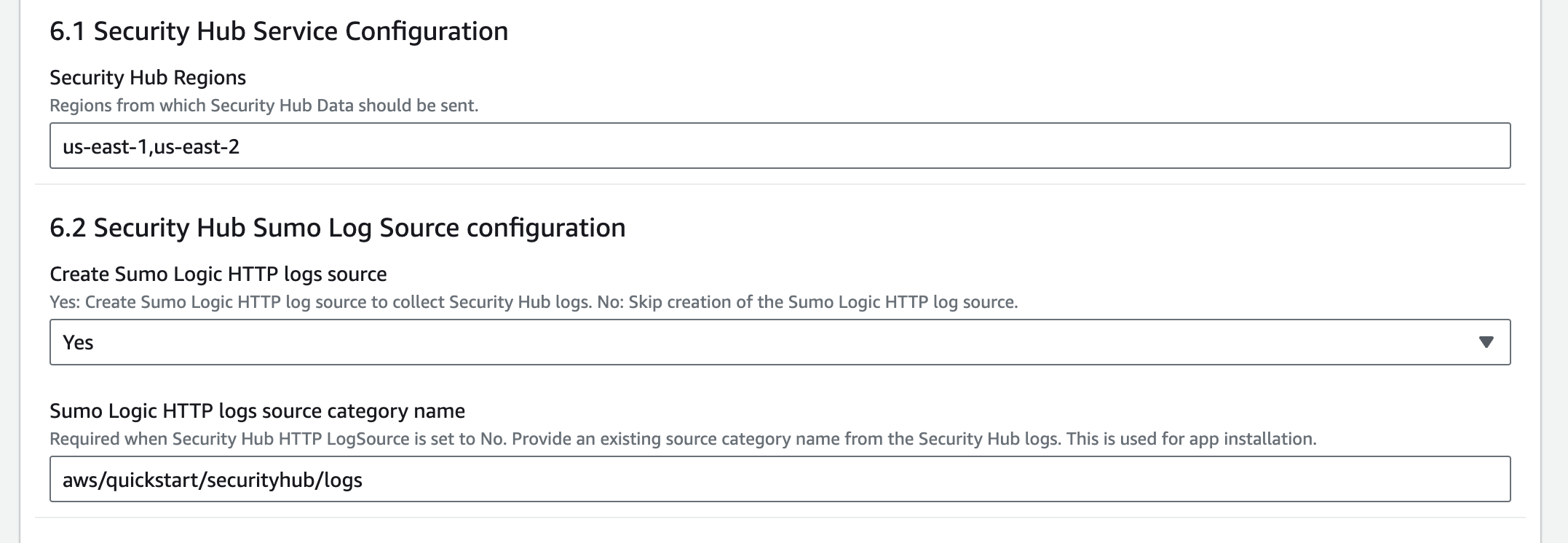 Security Hub configuration