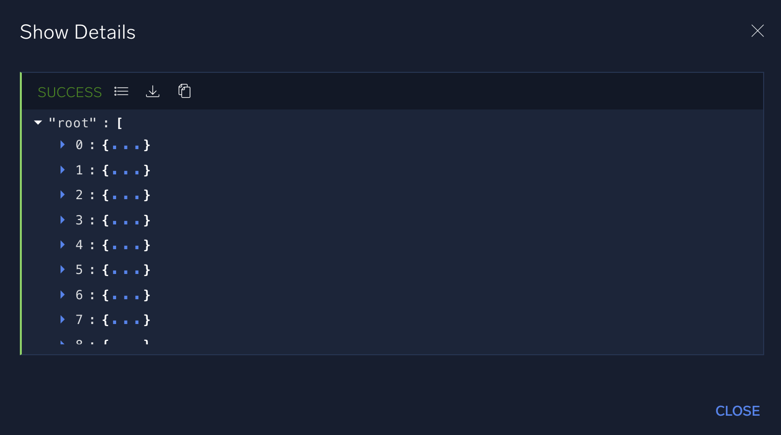Output in JSON view