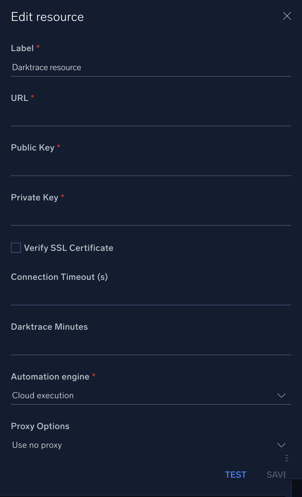 DarkTrace configuration