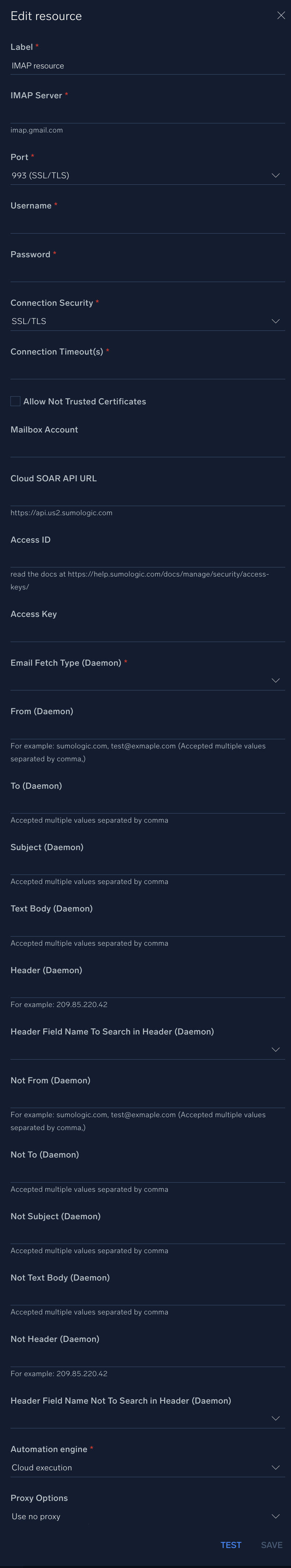 IMAP configuration