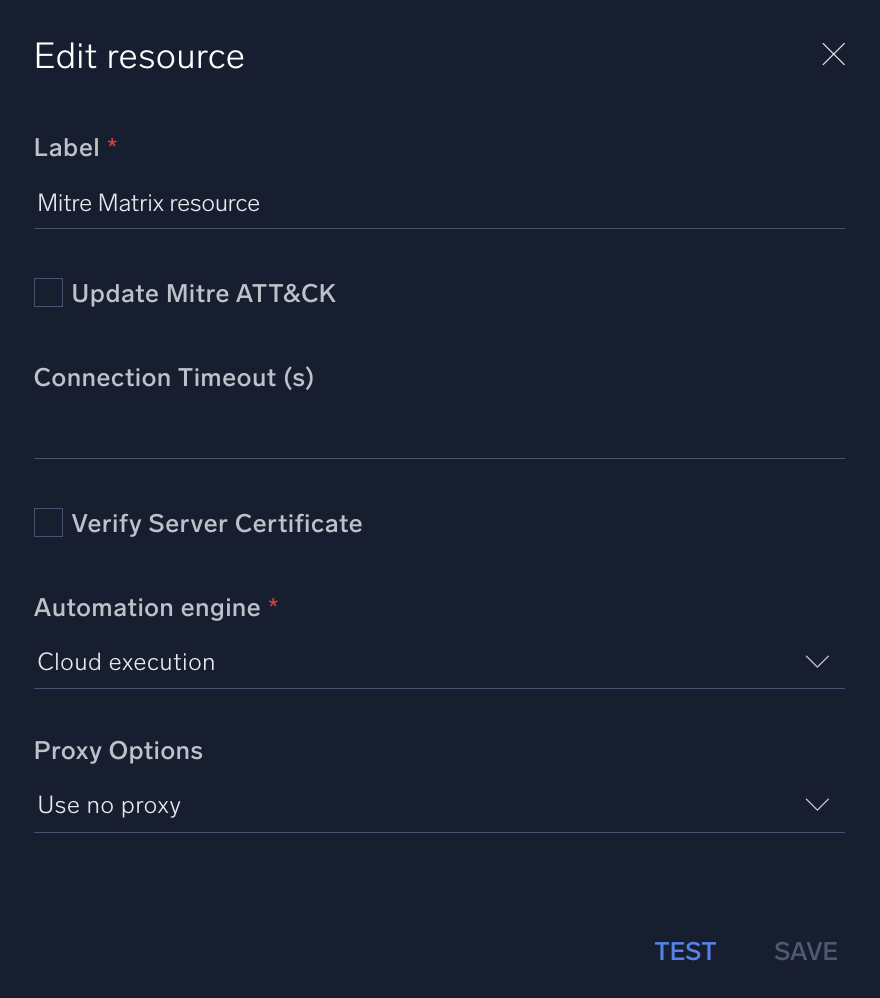 Mitre Matrix configuration