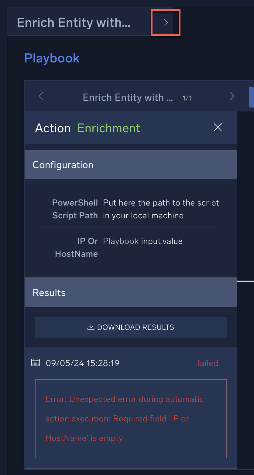 Open playbook payload