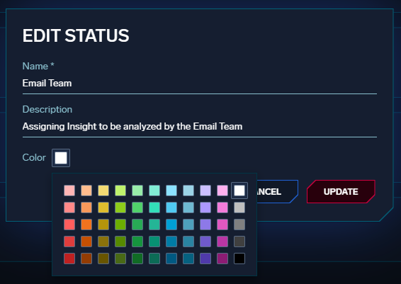 Custom Insight Status Color Palette