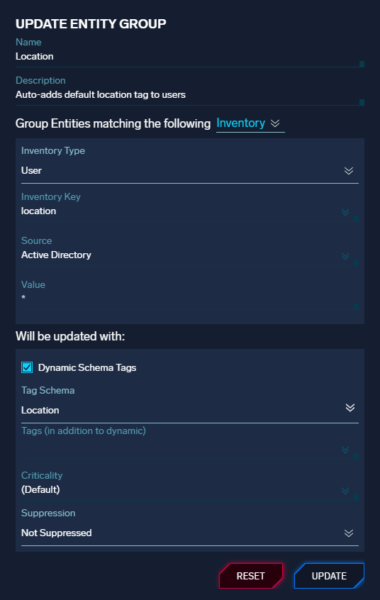 Entity Group Details Panel