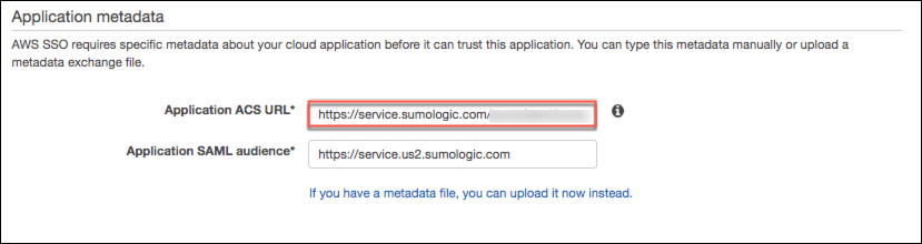 Application ACS URL in the Application Metadata section