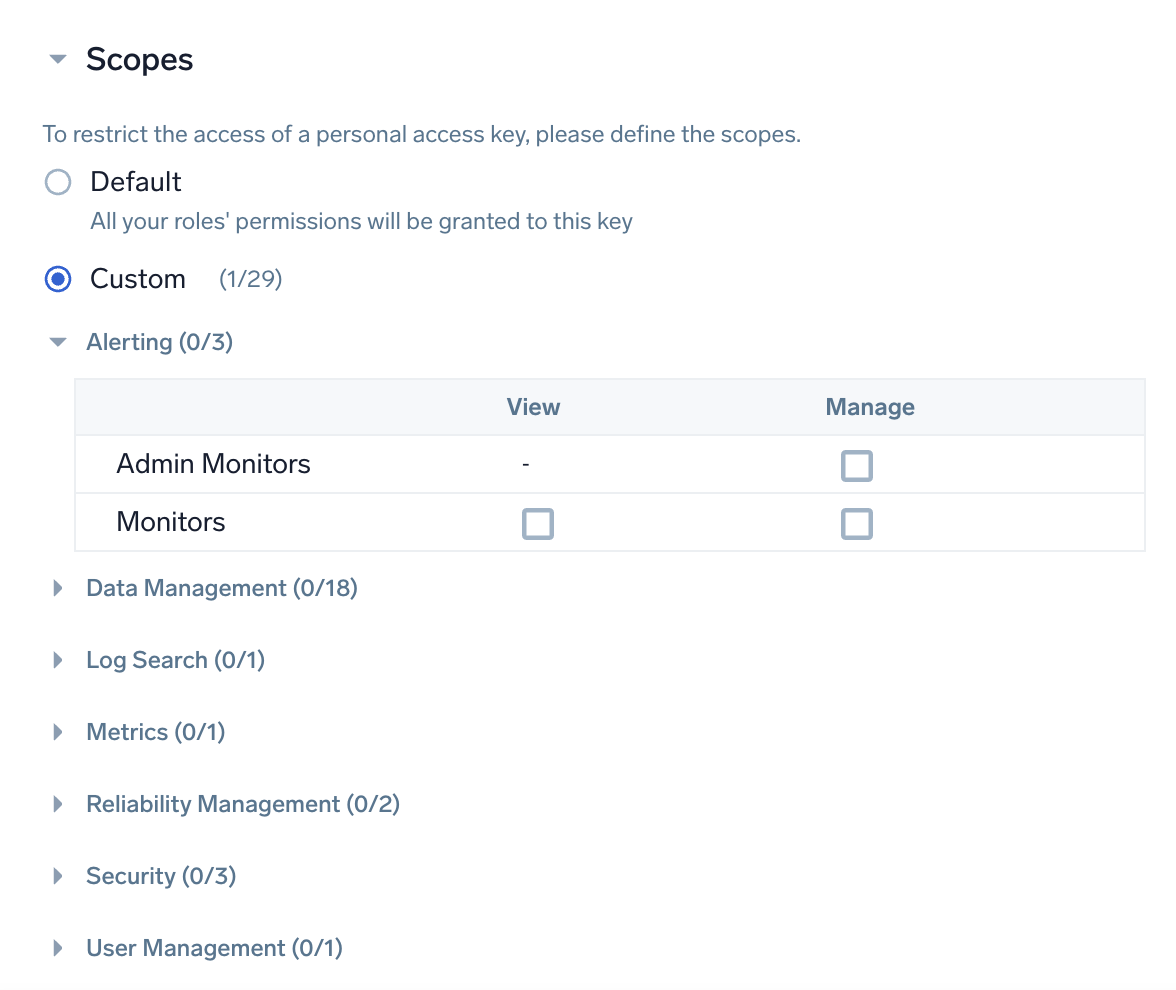 Custom scopes detail