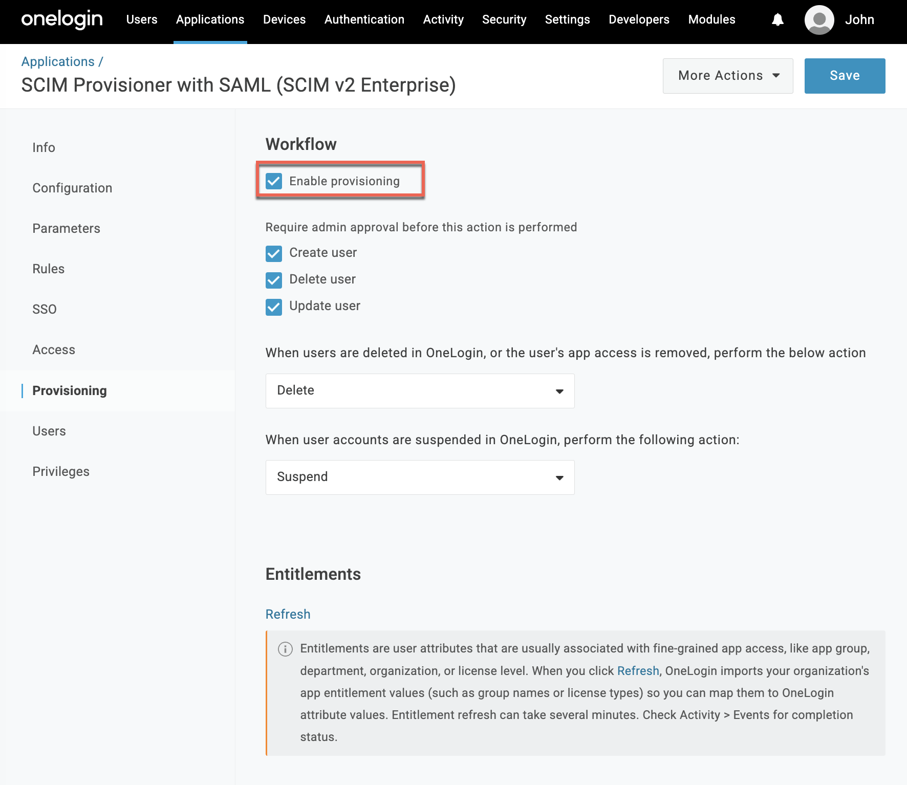 Enable provisioning