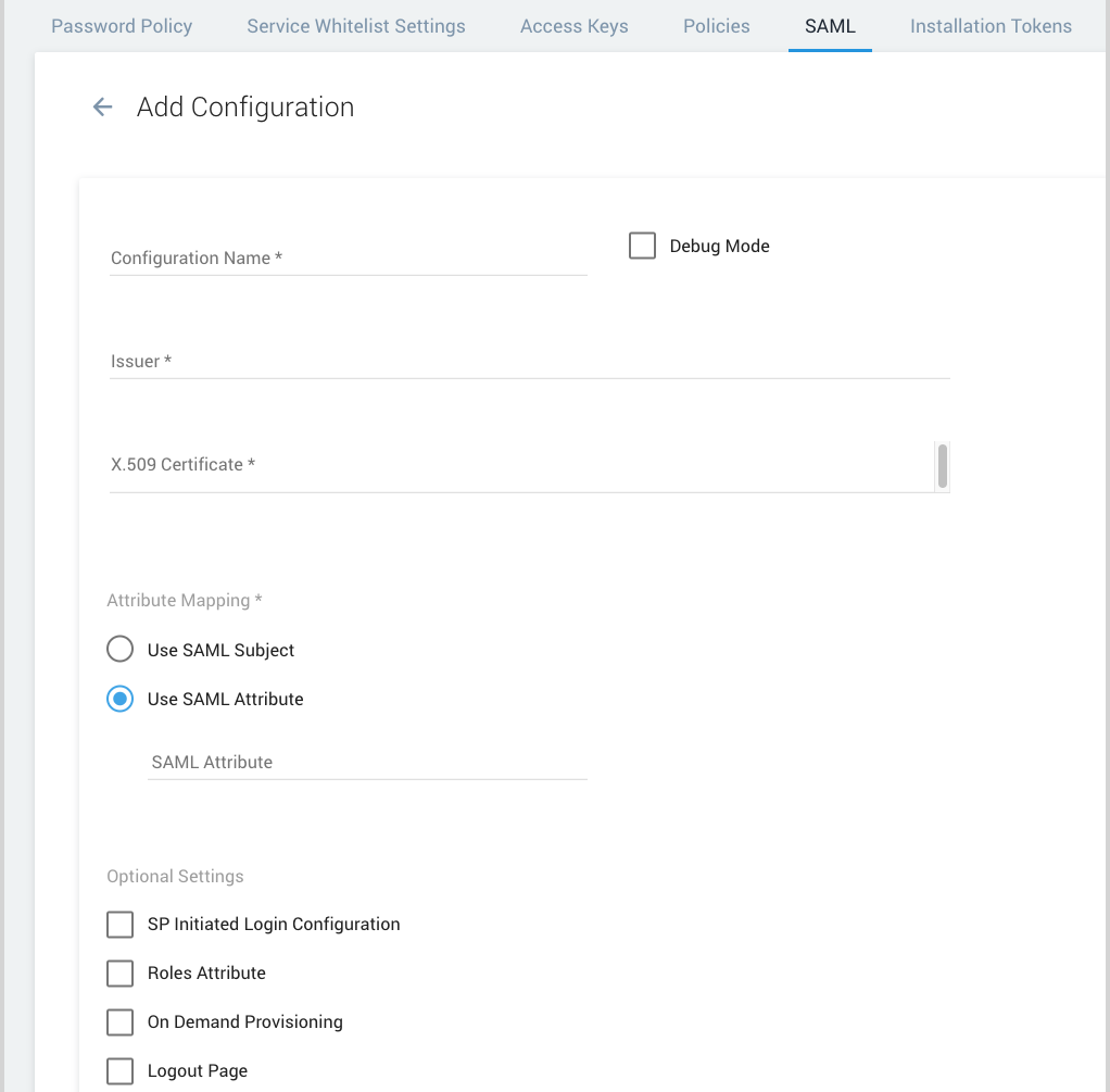 Add Configuration page