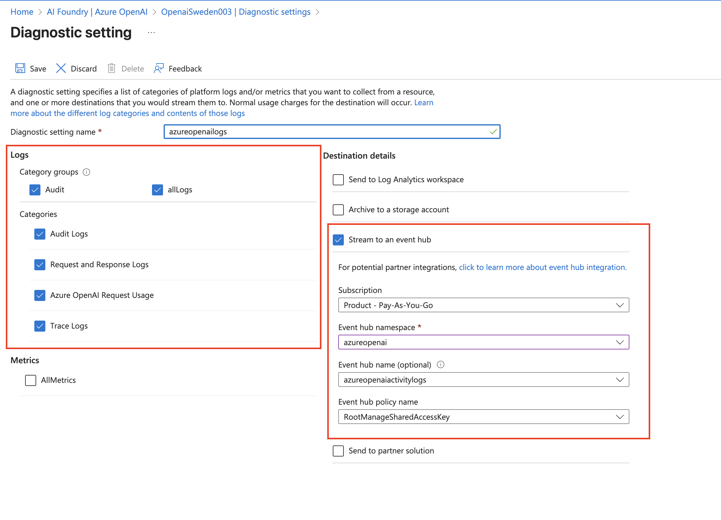 Azure OpenAI logs