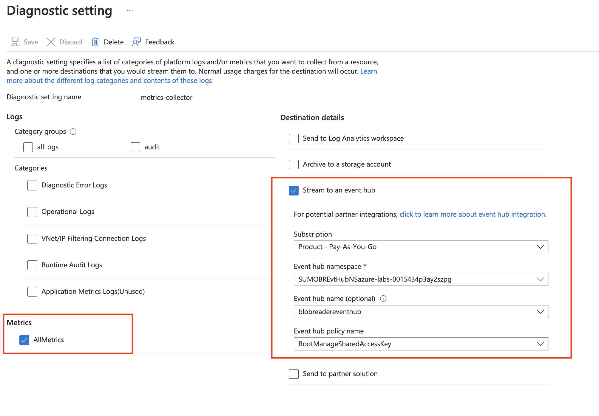 Azure service bus metrics