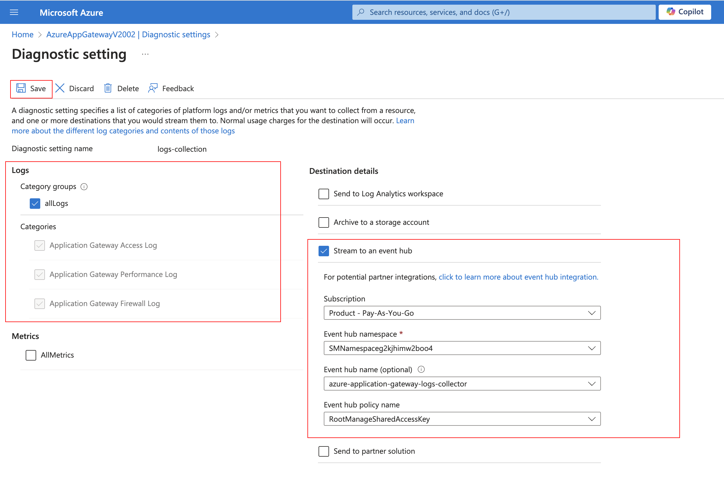 Azure Application Gateway logs