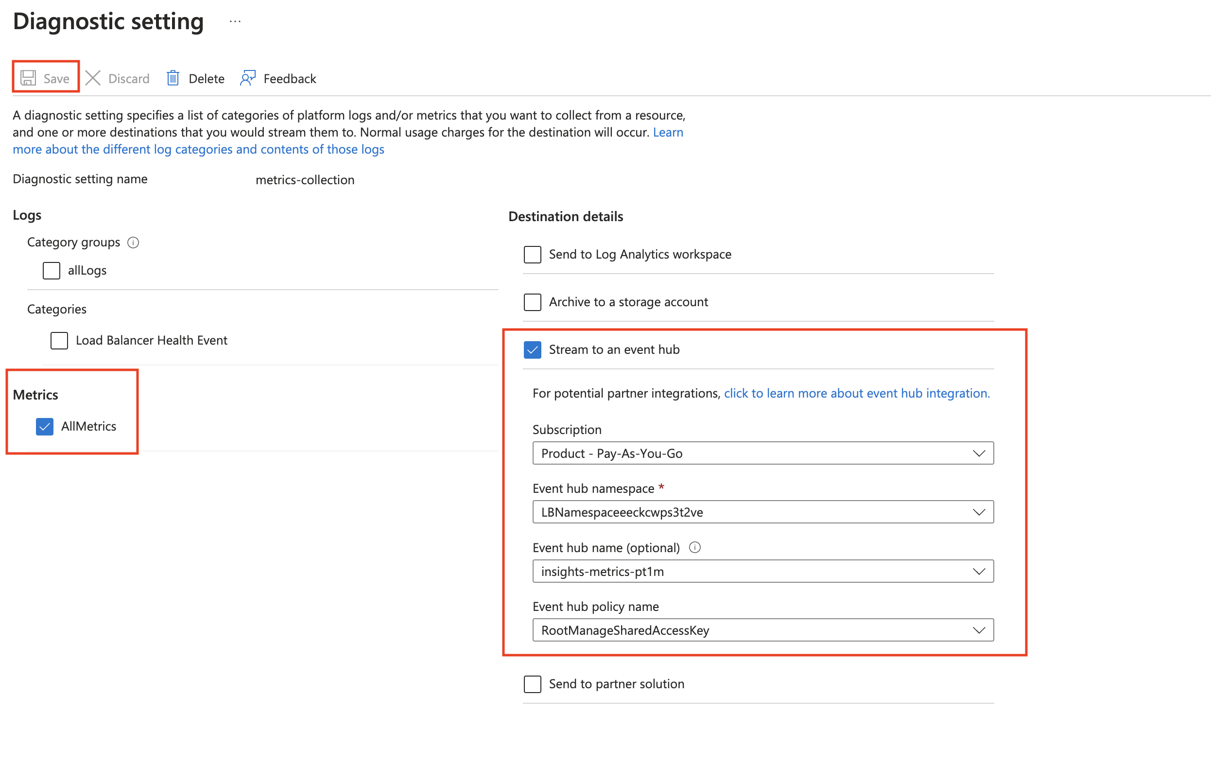 Azure load balancer metrics